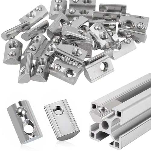 60 Stück Nutensteine M6, Gleitmutter mit Zentrierung Kugel M6 Nutsteine Set Kohlenstoffstahl für Aluprofil 30x30 Extrusionsschlitz