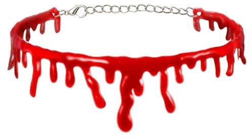 Wedhapy Blutkette kreatives tropfendes Blut Halloween-Party-Halsband Halloween-Simulation Blutfleck-Halskette Vampir-Kostüm-Zubehör