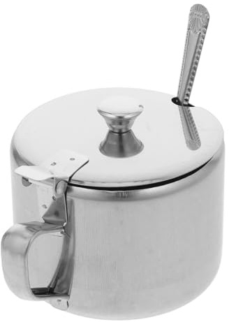 SEWACC Azucarero De Acero Inoxidable Con Tapa Y Cuchara Tarro Para Condimentos De Cocina Recipiente Para Azúcar Sal Y Pimienta Para Hogar Y Restaurantes