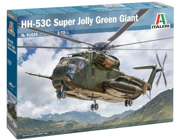 Italeri 91035 1:72 US HH-53C Jolly Green Giant - Modellbau, Bausatz, Standmodellbau, Basteln, Hobby, Kleben, Plastikbausatz, detailgetreu, Militär Bausatz, Molded Color
