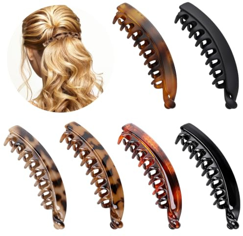 dusaniyali 6 Stück Banana Haarspangen Französische Haarspangen | Stylische Bananenclips Französische Haarspange für Damen Mädchen Dünnes Haar und Dickes Haar