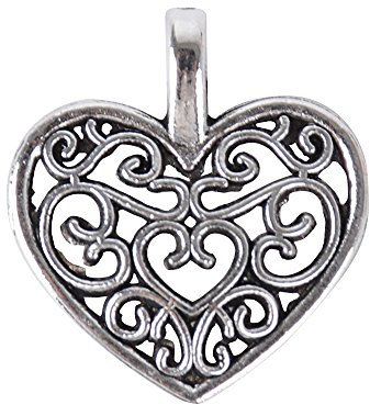 100pz Pendenti Ciondoli Colore Argento Antico Tibetani per Gioielli Fai da Te Collane Bracciali Bomboniere Cuore 14 * 17mm