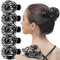 RC ROCHE 6 Stück Oktopus Dutt Rund Haarspange Haarklammer Fester Halt Haarkrallen Rutschfest für Damen Dickes Haar Haargreifer Clip Set Vogelnest, Groß Schwarz