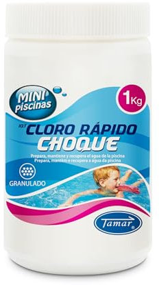 Tamar Cloro Choque Accion Rapida Especial para Mini Piscinas, recuperador Agua Piscina deteriorada, Alta solubilidad, granulado 1 Kilo