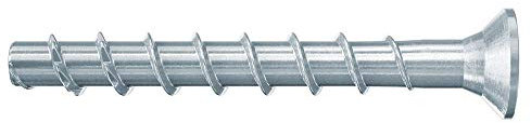 Fischer Viti per Calcestruzzo UltraCut FBS II 6x30/5 SK con Testa Svasata Piana per Fissaggio e Installazione Controsoffitti in Cemento, per Zona Sismica C1, Acciaio Zincato, 100 pz