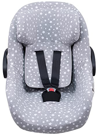 JYOKO KIDS Bezug für Autositz kompatibel mit Pég Perego Primo Viaggio, Uppababy Mesa GO, aus Baumwolle (WHITE STAR)