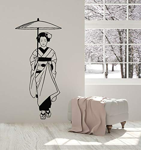myrockshirt Wandtattoo Aufkleber Geisha Umbrella Japan-Mädchen-Kimono Asian Style für alle glatten Flächen UV&Waschanlagenfest Autoa