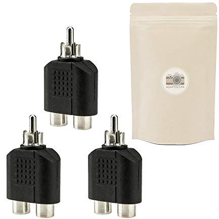 Adaptout X3 Doubleur RCA Adaptateur Audio 2 Fiche Femelle vers 1 Prise RCA Male Diviseur Separateur Duplicateur de Signal Marque FRANÇAISE