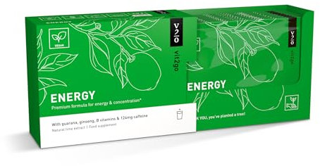 Vit2Go Natural Energy Drink Mix – 124mg Caffeine from Ginseng & Guarana | Sugar-Free, No Crash Pre-Workout Powder | B Vitamins, Magnesium & Zinc | Focus & Performance | Keto, Vegan | 10 Sachets