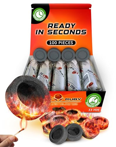 Coal Disks for Incense - Pack of 100 Coal Briquettes - 10 Rolls of 10 Tablets - Quicklighting - Slow Burning