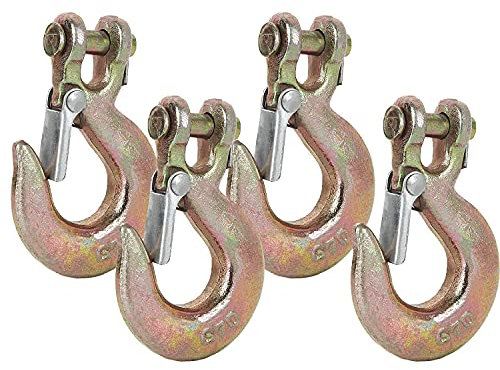 AConnet 1/4 Inch Steel Clevis Slip Hook with Spring Pin Safety Latch G70 Forged Steel Towing Winch Hook 2601Lbs Capacity Suitable for 6mm Chain