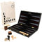 Big Game Hunters Backgammon-Set mit tragbarem, faltbarem Holzbrett und Baumwoll-Tragetasche für 2 Spieler ab 3 Jahren
