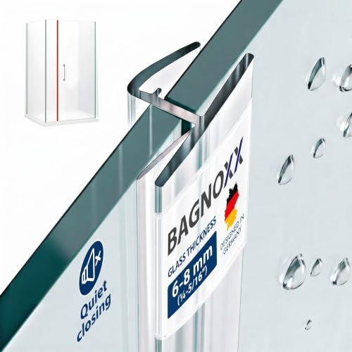 Bagnoxx 180 Degree Shower Door Seal 200cm, for 6mm Glass Thickness | Shower door seals, side glass door seal, 180 degree front stop gasket for frameless shower enclosures