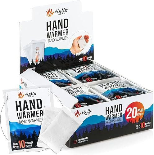 HELLO HEAT -Warmpack- 20 Paar Handwärmer I Wärmepads für 8 Stunden Wärme I Sofort aktivierbare Taschenwärmer I Zuverlässiges, warmes Heatpad – ideal für Jackentasche, Hosentasche & als Handschuhwärmer