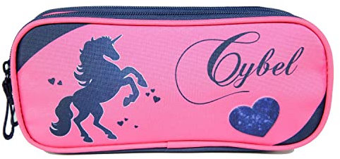 Bagtrotter Trousse Scolaire 2 Compartiments Cybel Cheval/Licorne Rose et Bleue Marine