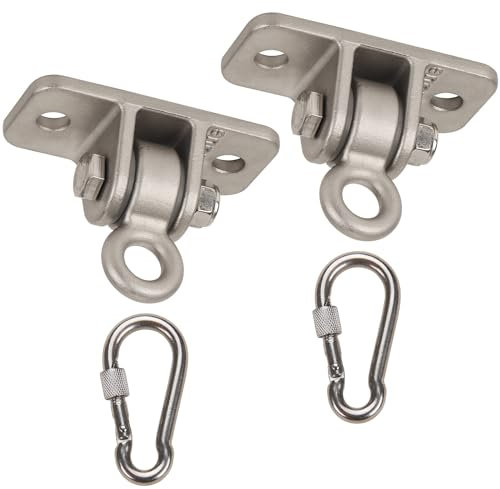 Butizone Heavy Duty Swing Hangers, 304 Stainless Steel for Wooden Sets, Swing Hooks Bracket Screws Bolts with Snap Hooks for Playground, Porch, Yoga, Swing Seat, Indoor Outdoor, Set of 2