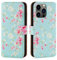 32nd Floral Series 2.0 - Design PU Leather Book Wallet Case Cover for Apple iPhone 13 Pro Max (6.7), Designer Flower Pattern Wallet Style Flip Case With Card Slots - Spring Blue