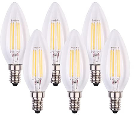 FEILEMAN Glühbirne E14 LED Warmweiss Kerze Birne Lampe für Kronleuchter, leuchtmittel e14 LED Lampe 4W 440LM 2700K Ersatz for 40W Halogenlampe Nicht dimmbar 220-240V, 6 Stück