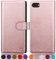 SUANPOT [RFID Schutz für iPhone SE 2022/7/8/SE 2020 4,7-Zoll Hülle PU Leder Handyhülle Lederhülle Klapphülle Kartenfach Flip Cover für Apple SE 2022 Handy hülle Leather Wallet Phone Case Roségold