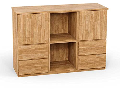 ben+camilla.com Square Massivholz Kommode | Regalwürfel-Set Lagos | 114,8 x 80 x 32 cm in Buche | mit Türen und Schubladen