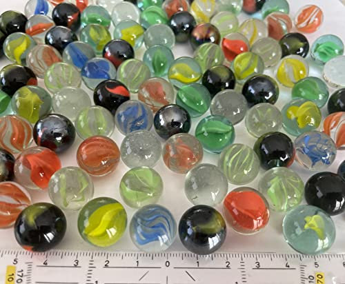 FAIRY TAIL & GLITZER FEE 100 Stück Bunte Katzenaugen Klar Glanz Glasmurmeln Murmeln 16mm Glas-Steine Murmel Vasen-Füllungen Murmeln Glitzersteine Dekoschalen Murmelspiel Glas