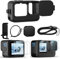 OKFUN Kit di accessori per Go Pro Hero 12/11/10/9 Custodia protettiva in silicone nero con copriobiettivo in gomma + protezione schermo + coperchio laterale batteria + copriobiettivo
