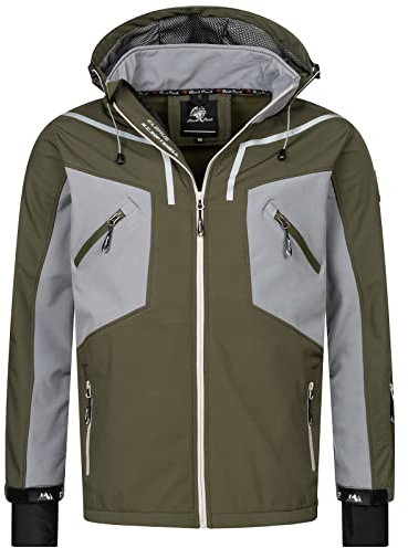 Rock Creek Herren Softshell Jacke Outdoor Jacke Windbreaker Übergangsjacke Anorak Kapuze Regenjacke Winterjacke Herrenjacke Jacket H-293 Khaki XL