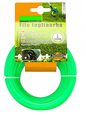 A2ZWORLD Filo Decespugliatore, Filo Tagliaerba Tonda, Lunga 15 Metri, Diametro da 2,4mm 2,7mm 3,0mm (Ø3.0mm)