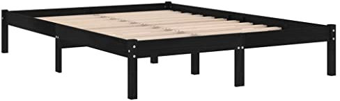 vidaXL Kiefer Massivholzbett Bettgestell Bett Holzbett Doppelbett Futonbett Bettrahmen Schlafzimmerbett Schlafzimmermöbel Schwarz 200x200cm