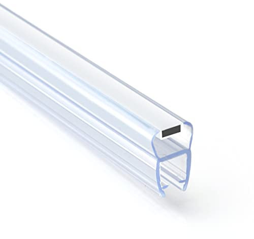 Seiletech.de Magnetdichtung UM04 | 2 m | Dichtung für 6mm 7mm 8mm Glastür | Transparent | Wasserabweisprofil | Duschabdichtung | Duschwand | mit Gummilippe | Schwallschutz | Duschdichtung