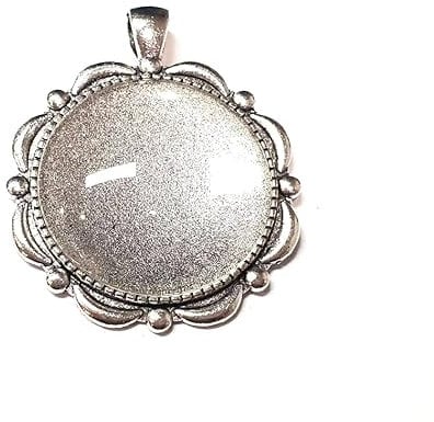 8 Teile 4 Stück Fassungen Schmuck Charm Leere Lünette Medaillons Metall Anhänger 30mm Runde 4 Stück Klar Glas Cabochon Fassung Rahmen (Silber)