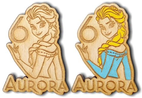 CandleSweetCandle - 5 PEZZI Calamita personalizzata in legno tema Frozen per gadget, sacchetti o bomboniere compleanno e battesimo - in legno naturale o colorata a mano