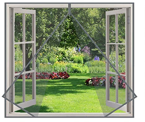 Eouyt Zanzariera per Finestra 120x210cm Zanzariera Protezione dagli Insetti Tapparella Multifunzionale Tenda zanzariera Finestra del Bagno, Grigio