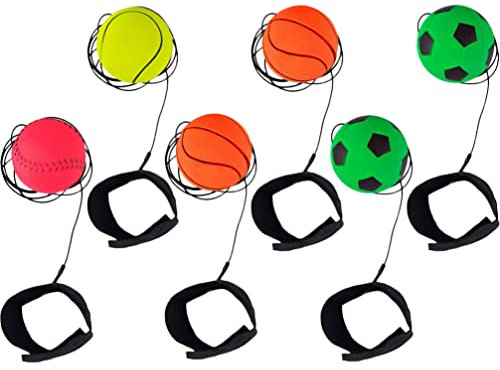 Toddmomy 6st Hüpfball Am Handgelenk Reaktion Rebound-Tennis Zurückkehrender Baseball Return Bälle Mit Handschlaufe Softball Handgelenk Spielzeug Sport Federnd Fest Basketball Kind Gummi