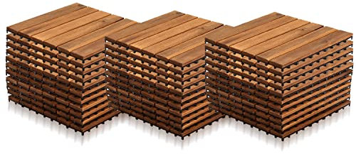 Vigevee Piastrelle Esterno 30 x 30 cm, 33 pezzi Pavimento per Esterno Pavimento Giardino ad Incastro per Patio Terrazza Balcone Piscina 3 m Tagliabile