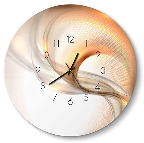DEQORI Glasuhr | rund Ø 50 cm | Motiv Schwingungen im Licht | große XXL Design Uhr aus Glas | leise Wanduhr für Wohnzimmer & Küche | Moderne Hingucker Uhr für die Wand