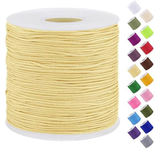 Uiopa Nylon Cord, 0.7mm x 131 Yards Nylon String for Bracelet Making, Beading Thread Bracelet Cord for Necklace, Jewellery Making, Macrame, DIY Crafts, Yellow