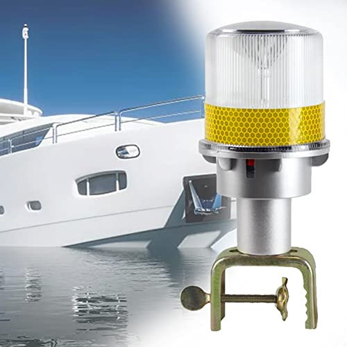 DYK&NX Navigationslichter Solar, Navigation Bootslicht für Boote mit Abnehmbarer Halterung, Solarbetrieben, IP65 Wasserdicht für Kleine Boote Yachtstraßen und Andere Schiffe (Grey : Yellow)