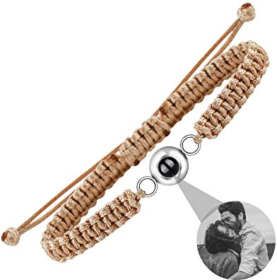 Benutzerdefiniertes Foto-Armband, Bild-Armband, personalisiertes Foto, Kreis-Foto-Armbänder mit Bild im Inneren, geflochtenes Projektionsarmband, benutzerdefinierte Foto-Geschenke für Frauen/Männer
