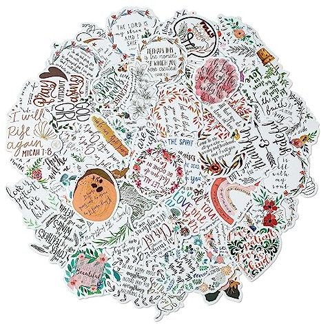 Bewudy 100 Pcs Bible Verse Stickers, Inspirational Christian Stickers, Faith Jesus Words, Decals for Water Bottles Laptop Scrapbooking Bible Journaling Supplies