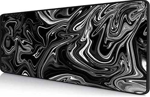 Gaming Mauspad XXL - 800 x 300 mm - Flüssigmetall - Großes Mousepad mit vernähten Kanten - Wasserdicht und rutschfest - Verbessert Präzision und Geschwindigkeit - Für PC, MacBook, Laptop.
