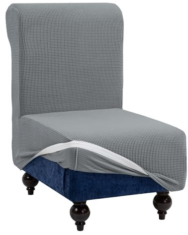 TIANSHU Sofabezug Ohne Armlehnen 1 Sitzer, Spandex Couchbezug Ohne Armlehne Elastischer Antirutsch Stretchhusse Komfort Stoff (1 Sitzer, Hellgrau)