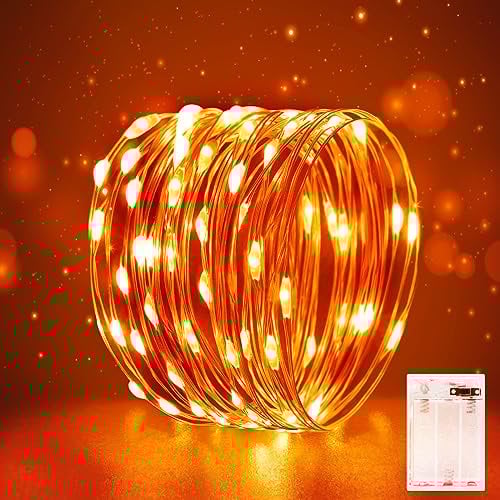 FFZZKJ Fairy Lights Battery Operated for Bedroom Indoor 3M 30LED Battery Powered Timer LED Lights Micro String Lights Copper Wire Fairy Lights for Christmas Decorations Wedding Party-Orange