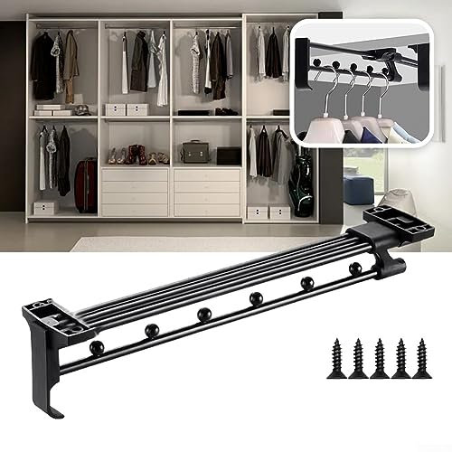 RANRAO Porte-vêtements Extractible pour Armoire, Heavy Duty Support Tringle penderie Cintre à Linge coulissante, Extensible Porte Cintre Coulissant, Rangement de Vêtements pour économiser de l'espace