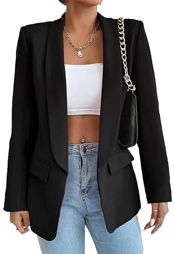 LIAOPUFUS Femme Blazer Slim Fit Elégant à Manches Longues Costume à Revers Business Veste de Costume Tailleur Bureau d'affaires avec Poches Couleur Variétée
