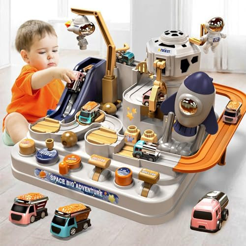 WDEC Auto Spielzeug, Track Cars Spielzeug, Auto Abenteuer Spielzeug, Autos Rennstrecken-Spielzeug, Track Cars Spielzeug für Kinder Jungen Mädchen Auto Spielzeug passend für 3 4 5