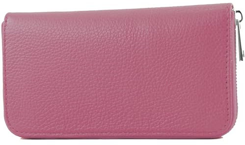 modamoda de - Silber-P02 Portefeuille pour femme en cuir véritable long, Rose bonbon, s, Format long