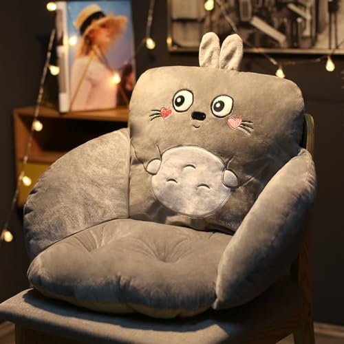 SARUEL Cute Plush One-piece Chair Cushion Soft Warm Floor Cushions Armchair Non-slip Seat Cushion Pad with Waist Support for Bedroom Office Garden, Totoro