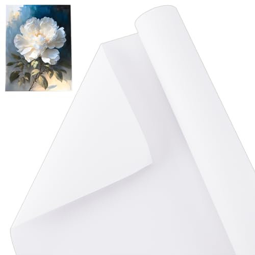 OLYCRAFT 37.3cmx5m Leinwand auf Rolle Doppelt Grundierte Baumwoll Leinwand Leinwandrolle 0.3mm Dicke Baumwoll Leinwandrolle Zum Malen Doppelt Leinwandpapier Für Öl Und Acrylfarben Kunstprojekte