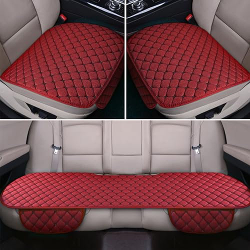 VALBEL Auto Sitzauflagen Universal Sitzkissen Autositzbezüge Vorne Hinten Sitzbezüge Fahrzeuge Stuhl Pad Mat rutschfest Bequem (rot,3-teiliges Set)
